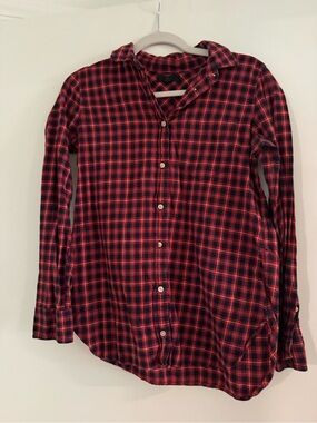 J. Crew Red and Navy Plaid Shirt